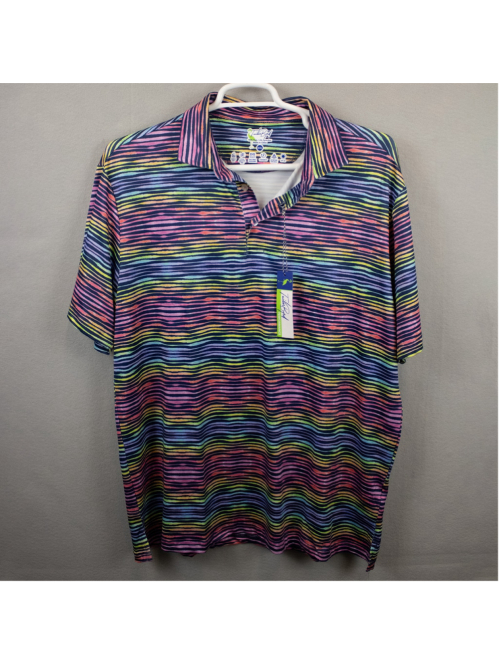 TailorByrd multicolor stripe performance golf polo shirt NWT-XXL